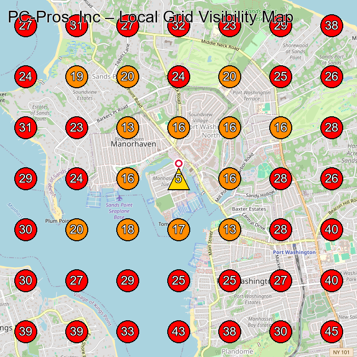PC-Pros, Inc GeoGrid visibility map for Computer Consultant in Glen Cove